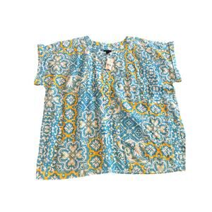 Ann Taylor Women's Blue and Yellow NWT 100% linen XL